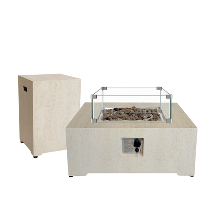 Ensemble table brasero Estate 88 travertin Happy Cocooning