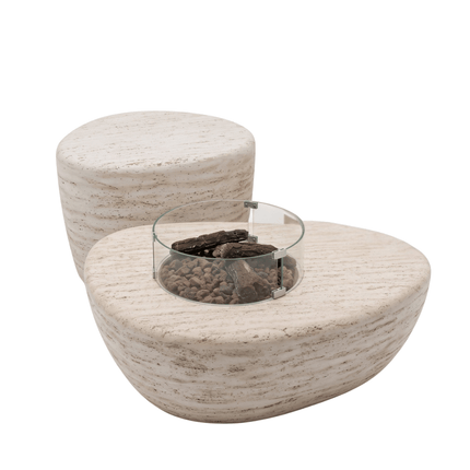 Ensemble table brasero Estate Organic 107 travertin Happy Cocooning