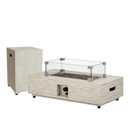 Ensemble table brasero Estate Rectangle travertin Happy Cocooning
