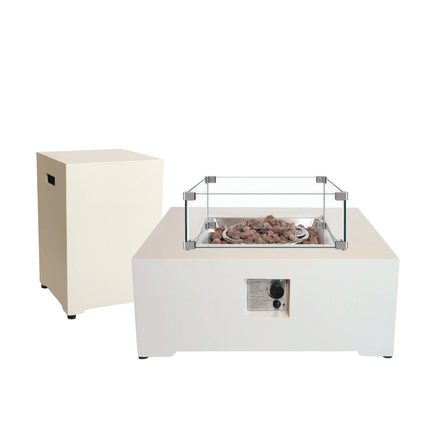 Ensemble table brasero Estate Square 88 oyster beige Happy Cocooning