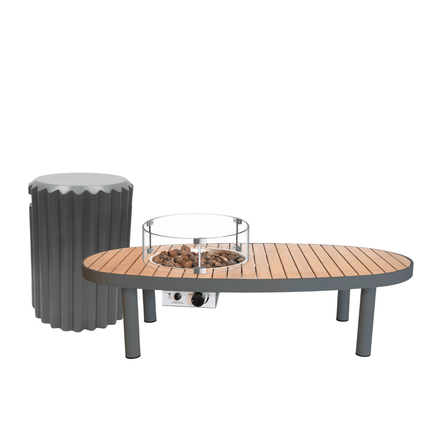 Ensemble table brasero Riviera 140 anthracite Happy Cocooning