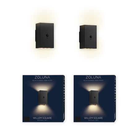 Pakketdeal ZOLUNA 2x wandlamp Willem vierkant
