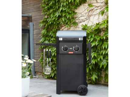 Barbecook E-Luca voorkant met 1 zijtafel uitgeklapt