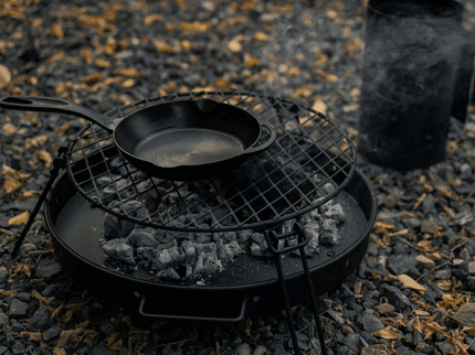 Barebones grillrooster rond met skillet
