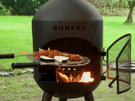 BonFeu BonSolo zwart tuinhaard sfeer foto met grillrooster