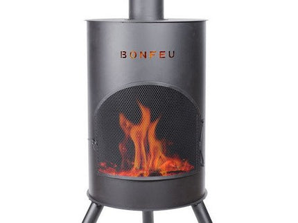 BonFeu BonTon tuinhaard 50 zwart productfoto met vuur
