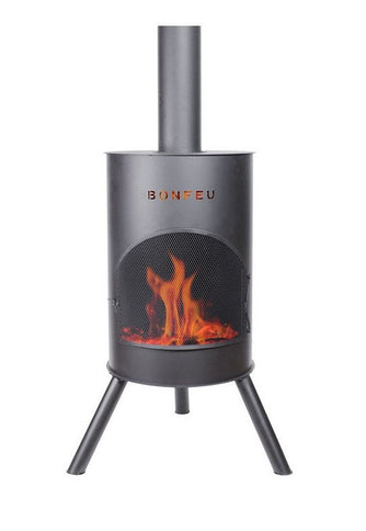 BonFeu BonTon tuinhaard 50 zwart productfoto met vuur
