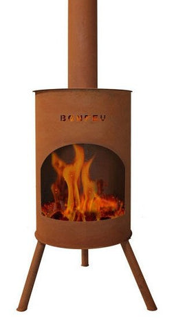 BonFeu BonTon 60 tuinhaard cortenstaal met vuur productfoto
