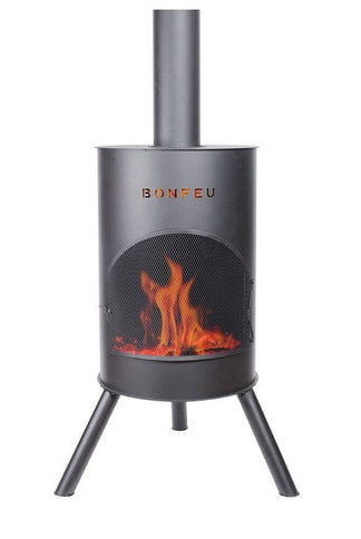 BonFeu BonTon tuinhaard 60 zwart productfoto met vuur