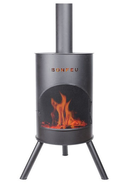 BonFeu BonTon tuinhaard 60 zwart productfoto met vuur