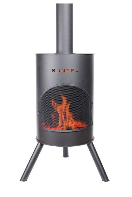 BonFeu BonTon tuinhaard 60 zwart productfoto met vuur