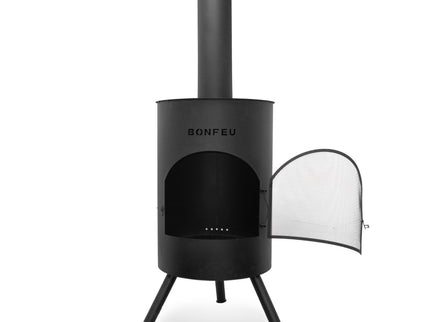 BonFeu BonTon tuinhaard 60 zwart productfoto met open deur
