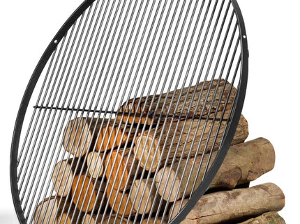 CookKing grillrooster zwart 40 cm productfoto met hout