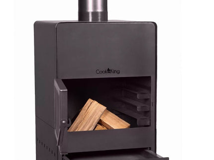 CookKing tuinhaard Vento voorzijde met deur en aslade open
