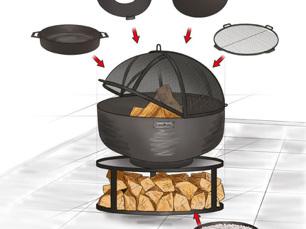 CookKing vuurschaal Viking XXL 80 cm diverse accessoires
