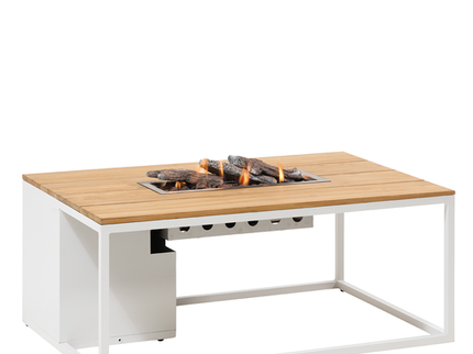 Cosi Vuurtafel Cosiloft 120 Wit/Teak schuin