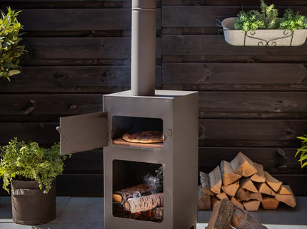 Cheminée de jardin avec four à pizza noir Esschert Design