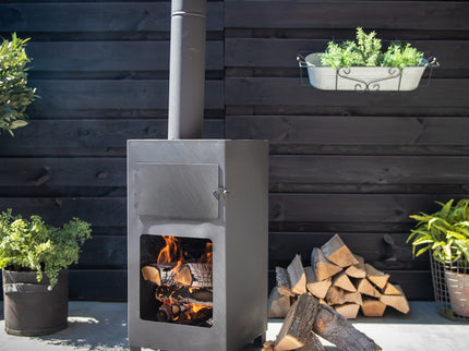 Cheminée de jardin avec four à pizza noir Esschert Design