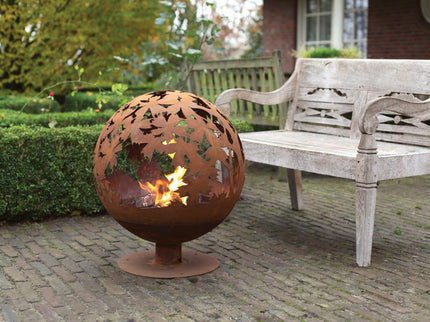 Brasero bol à feu Laser Cut Feuilles 58 cm rouille Esschert Design