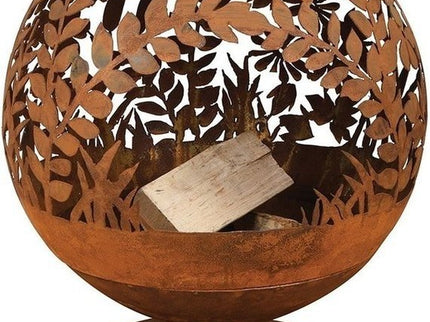 Esschert vuurbal laser cut bloemen roest