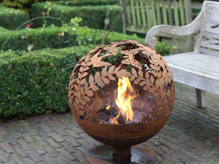 Esschert vuurbal laser cut bloemen roest