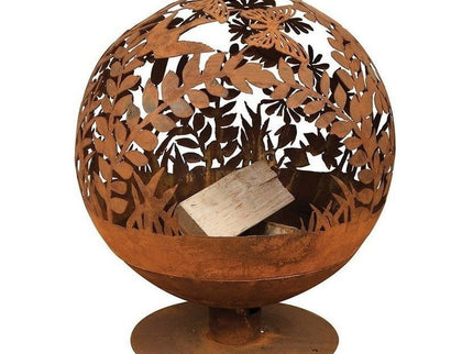 Esschert vuurbal laser cut bloemen roest *