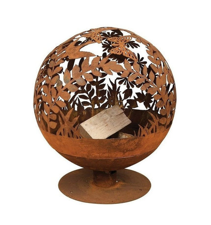 Esschert vuurbal laser cut bloemen roest *