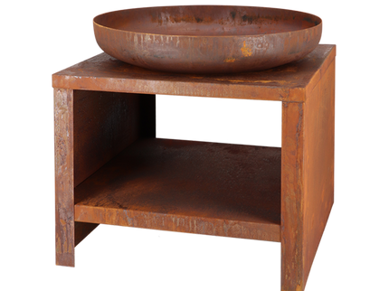 Brasero bol à feu avec range-bûches 60 cm rouille Esschert Design
