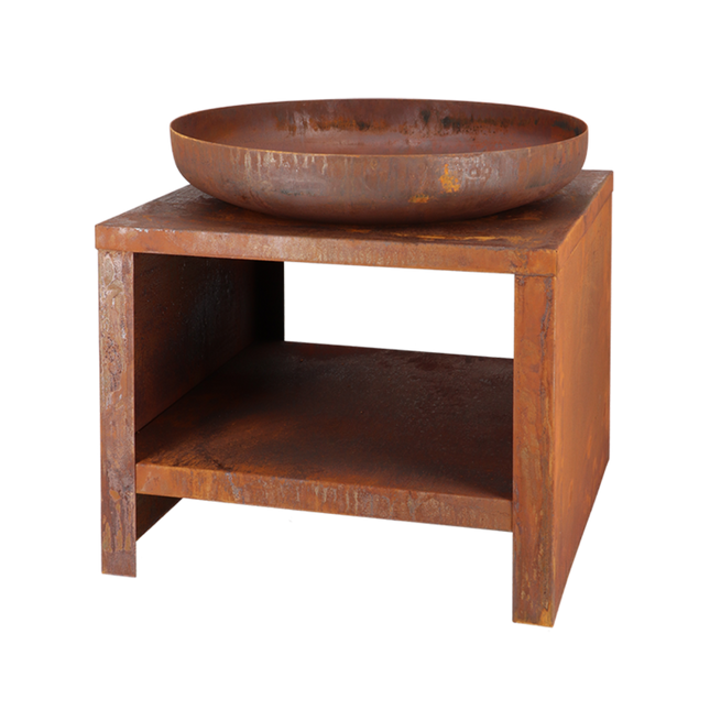 Brasero bol à feu avec range-bûches 60 cm rouille Esschert Design