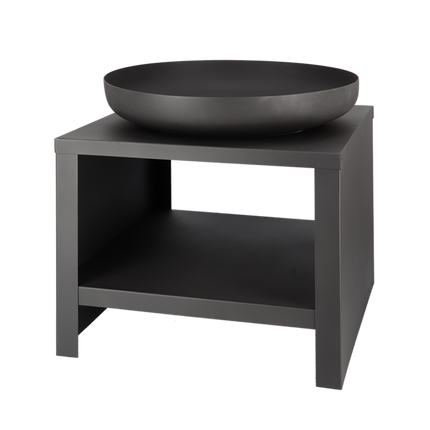 Brasero bol à feu avec range-bûches 60 cm noir Esschert Design
