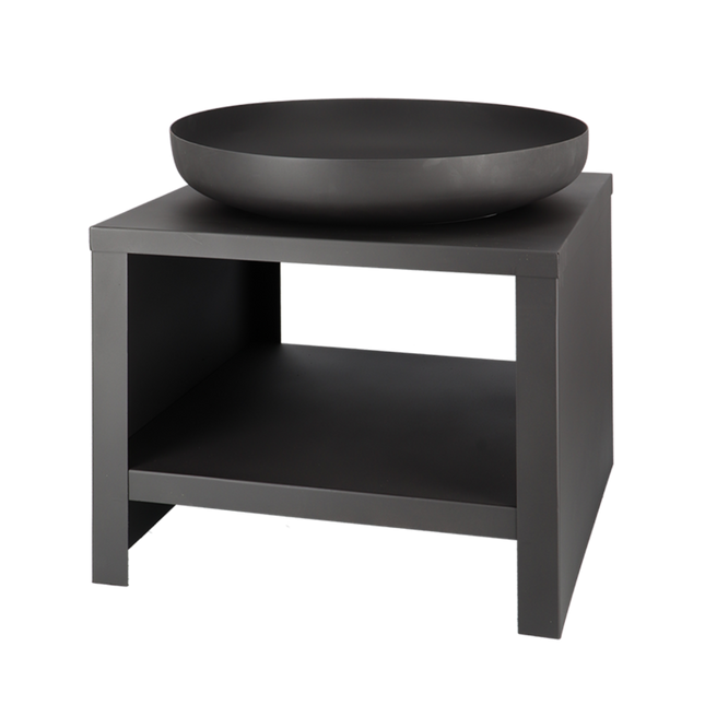 Brasero bol à feu avec range-bûches 60 cm noir Esschert Design