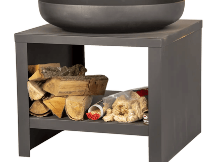 Brasero bol à feu avec range-bûches 60 cm noir Esschert Design