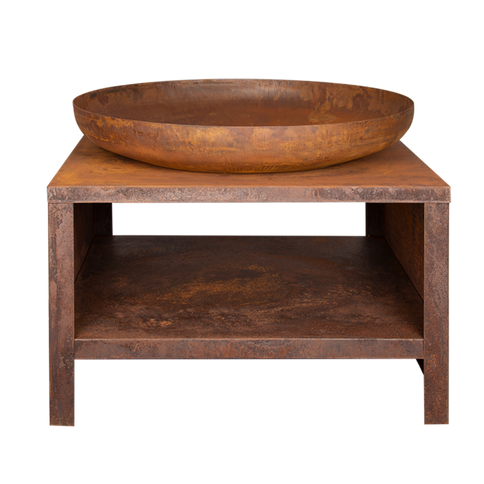 Brasero bol à feu avec range-bûches 80 cm rouille Esschert Design