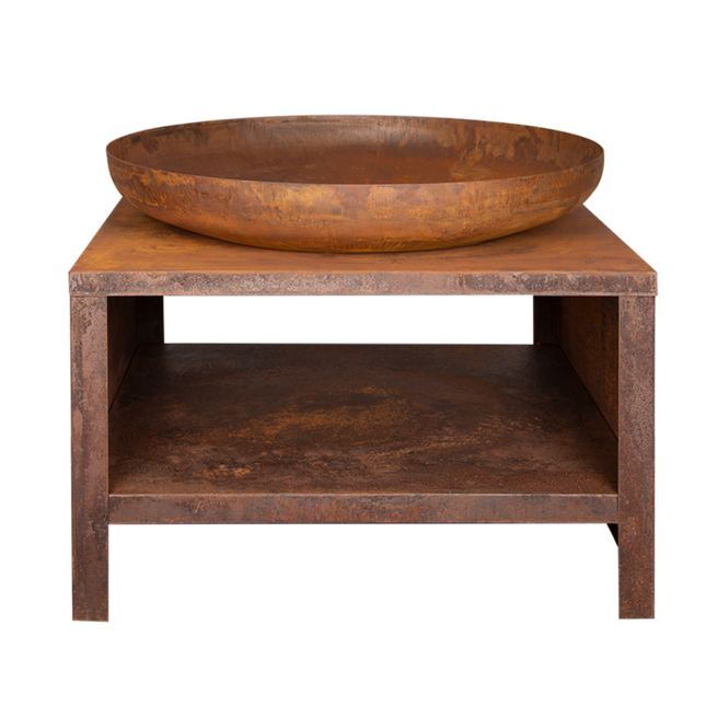 Brasero bol à feu avec range-bûches 80 cm rouille Esschert Design