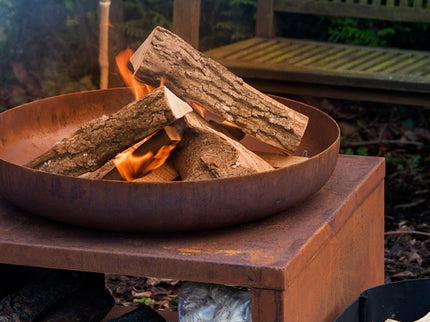 Brasero bol à feu avec range-bûches 80 cm rouille Esschert Design