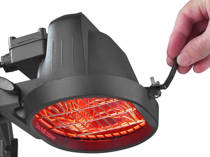 Chauffage de terrasse suspendu Parasol Heater 1500 halogène noir Eurom