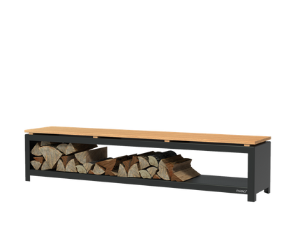 FORNO Houtopslag Bank Zwart (2000 x 400 x 430)