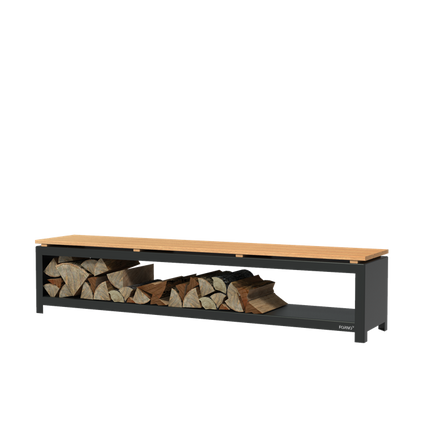 FORNO Houtopslag Bank Zwart (2000 x 400 x 430)