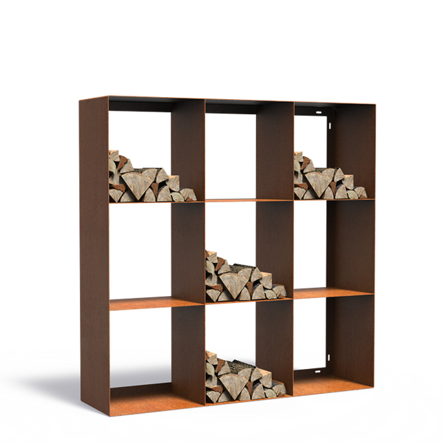 Rangement en bois BHS acier corten FORNO