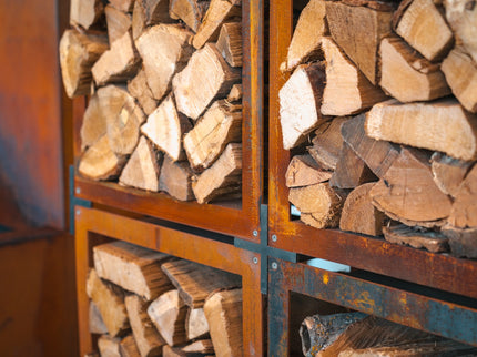Rangement en bois BHS acier corten FORNO