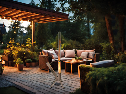 Chauffage de terrasse à granulés Lounge en acier inoxydable Green Flame