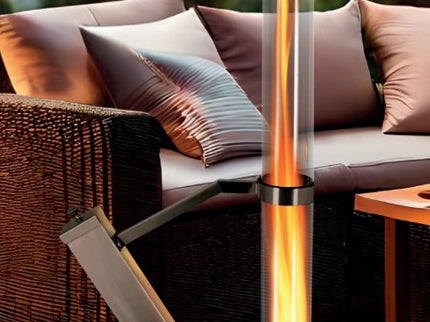 Chauffage de terrasse à granulés Lounge en acier inoxydable Green Flame