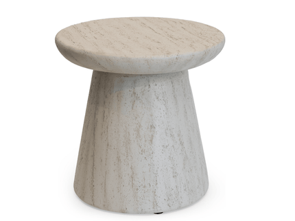 Happy Cocooning bijzettafel side table Round travertine