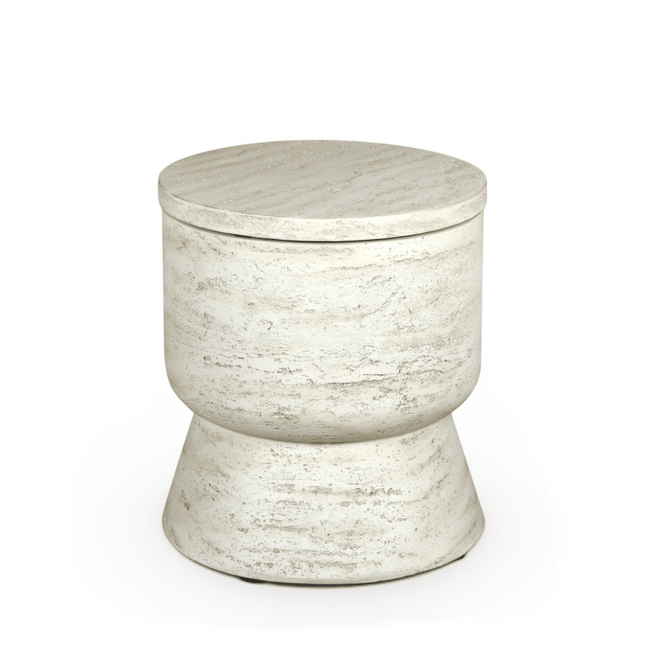 Table d'appoint/table rafraîchissante Round travertin Happy Cocooning