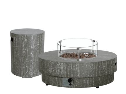Ensemble table brasero Estate 105 oscuro travertin Happy Cocooning