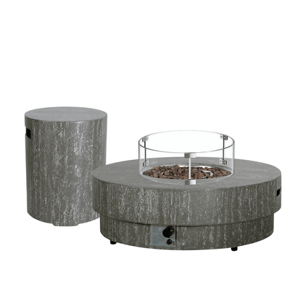 Ensemble table brasero Estate 105 oscuro travertin Happy Cocooning