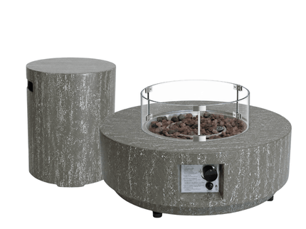 Ensemble table brasero Estate 76 oscuro travertin Happy Cocooning