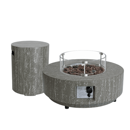 Ensemble table brasero Estate 76 oscuro travertin Happy Cocooning