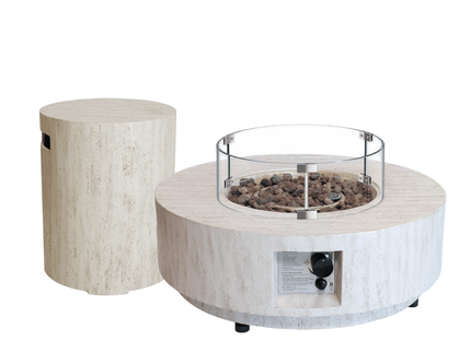 Ensemble table brasero Estate 76 travertin Happy Cocooning