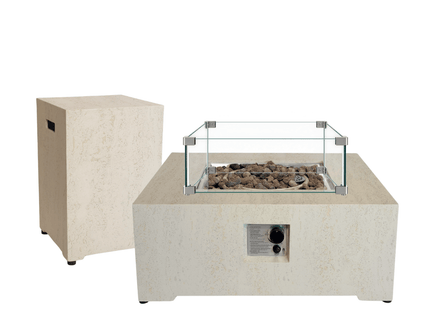 Ensemble table brasero Estate 88 travertin Happy Cocooning